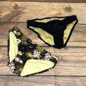 Athleta Black and Floral Bikini Bottoms